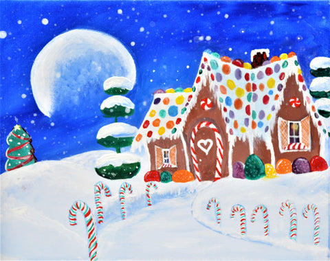 gingerbread cottage acrylic painting kit & video lesson