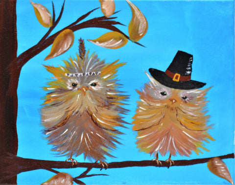 hoot's first thanksgiving acrylic painting kit & video lesson
