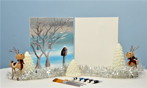 birdhouse in the mist acrylic painting sip kit & video lesson