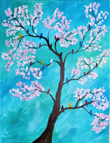 Birds In Bloom Acrylic Painting Kit & Video Lesson