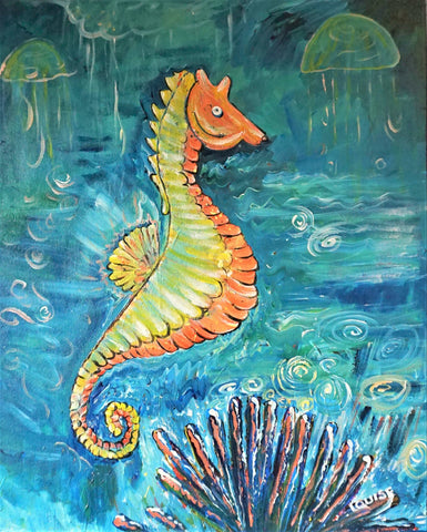 paint by colors -  bubbles the seahorse acrylic painting kit