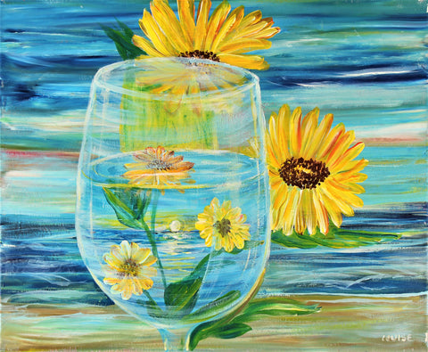 cup full o daisies acrylic painting kit & video lesson