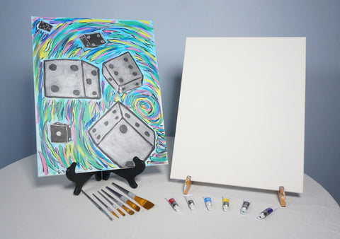 roll of the dice acrylic painting kit & video lesson