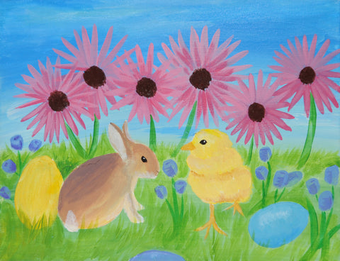 tote bags - acrylic painting kit & video lesson (e-j) easter buddies
