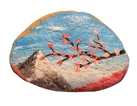 fuji cherry blossoms rock art painting kit & video lesson