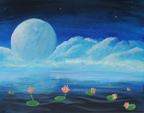 paint by colors -  lilies dancing in the moonlight acrylic painting kit
