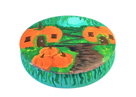 Mystical Pumpkin Village Tabletop Trinket Box Art Paint and Sip Kit & Video Lesson