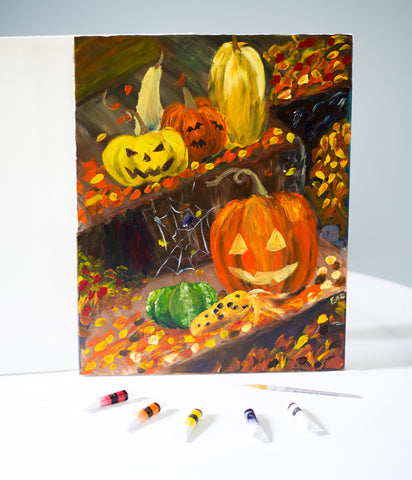 pumpkin party fun acrylic fingerpainting kit & video lesson