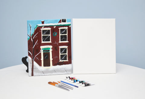 snowy brownstone acrylic painting kit & video lesson