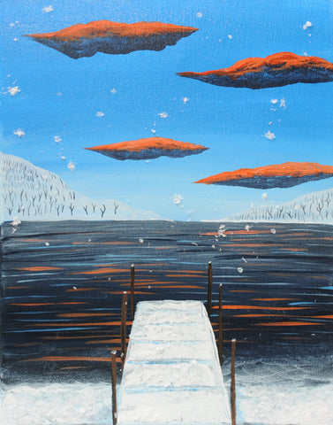 snowy winter bay acrylic painting kit & video lesson